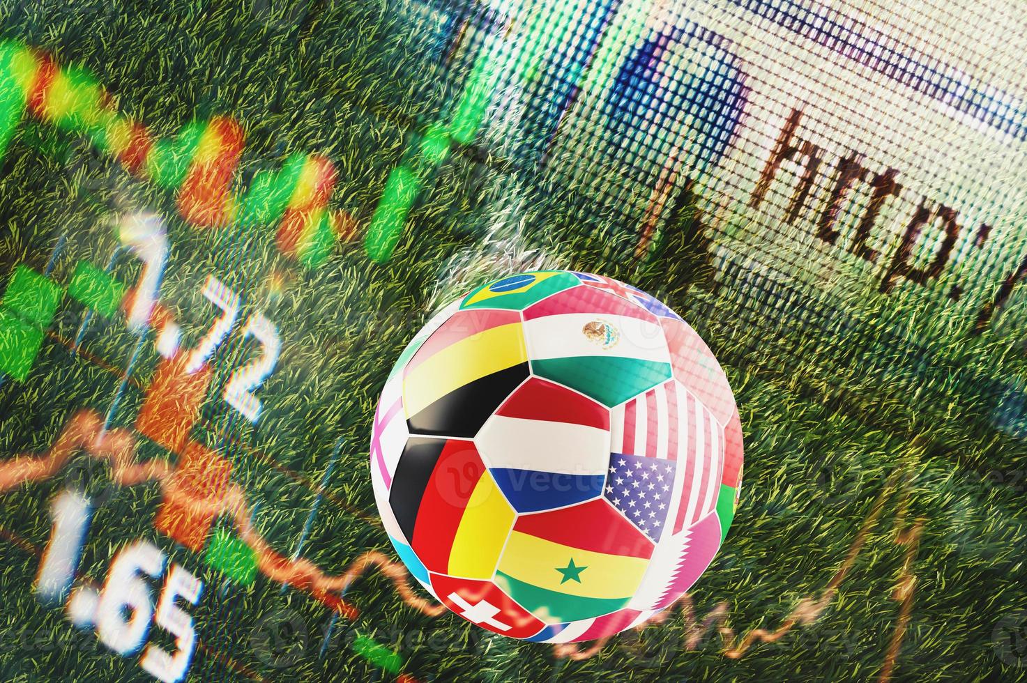 Soccerball and bet concept with football analysis and statistics photo