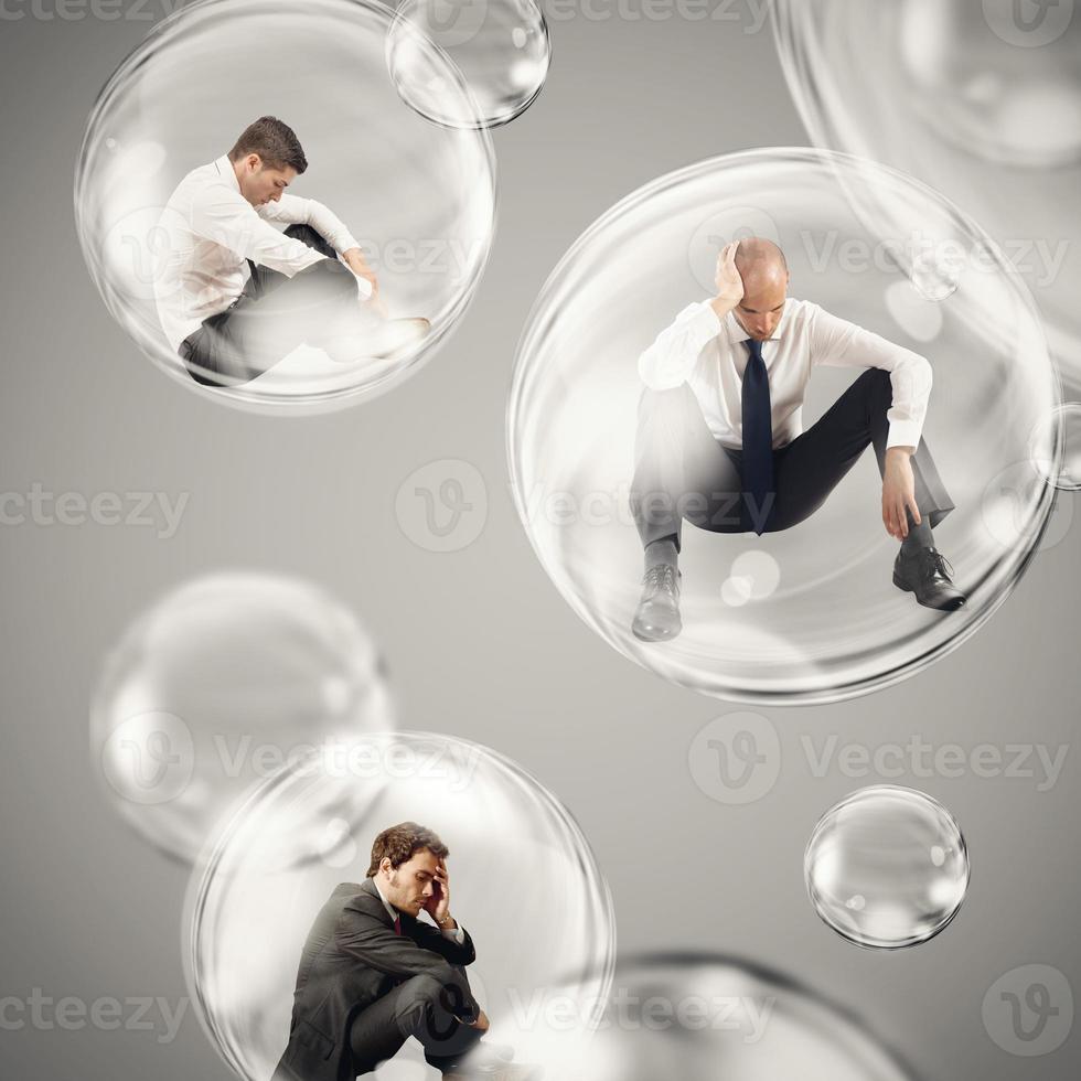 Isolate themselves inside a bubble photo