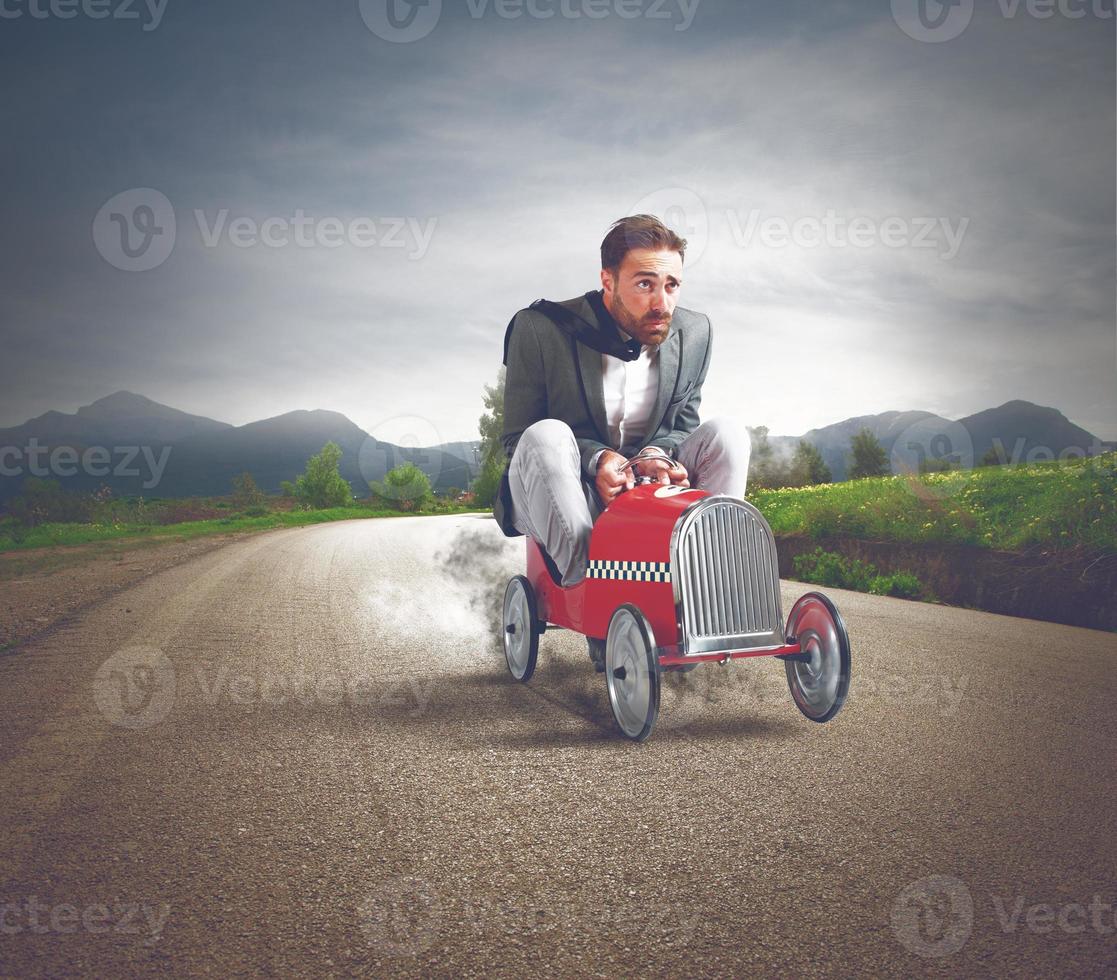 Fast business with driving businessman photo