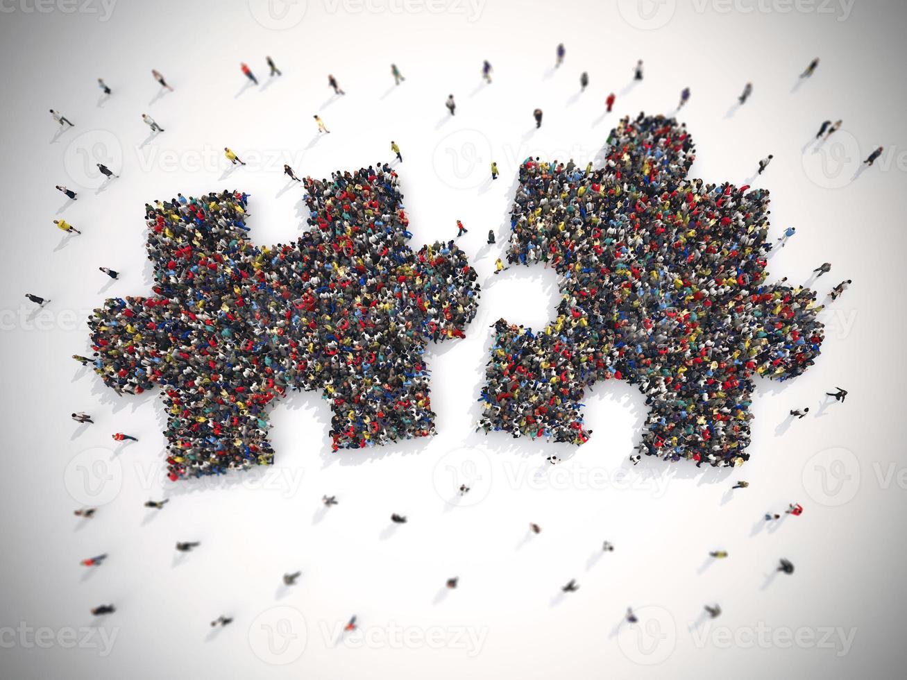 3D Rendering puzzle concept of unity and teamwork photo