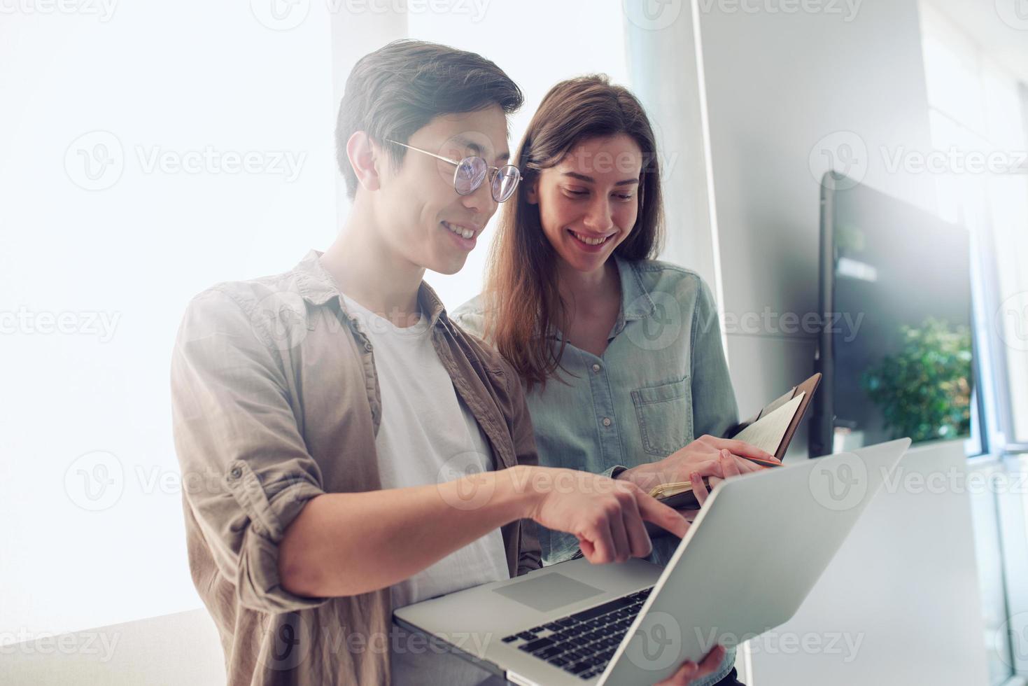 Business people in office connected on internet network. concept of startup company photo
