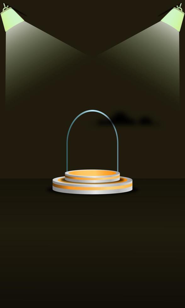 Background Mock Up Podium 3D Show Dark Yellow Color With Ornament Lights EPS 10 vector