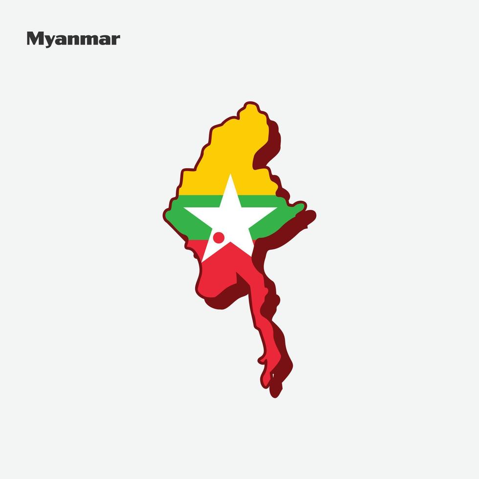 myanmar nación bandera mapa infografía vector