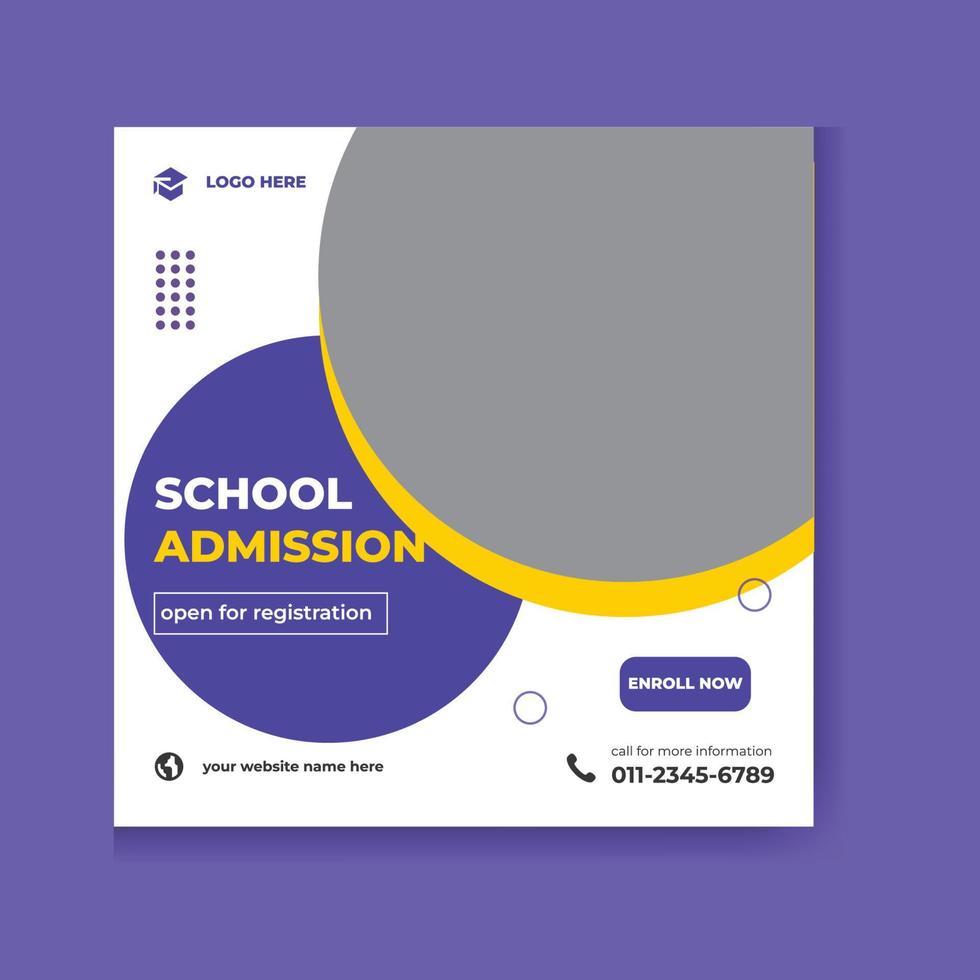 Modern School admission social media post banner template vector