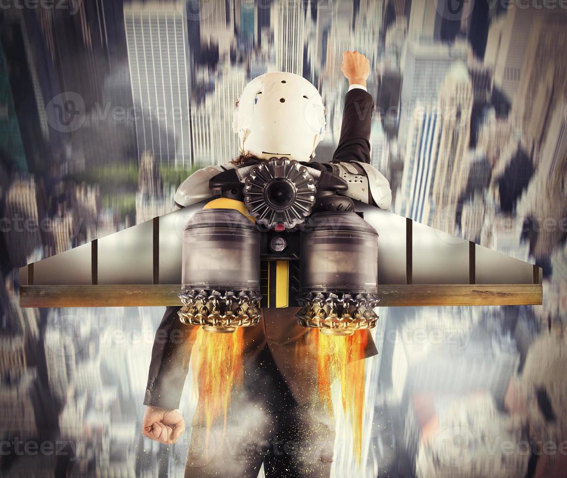 Determined man flies high photo