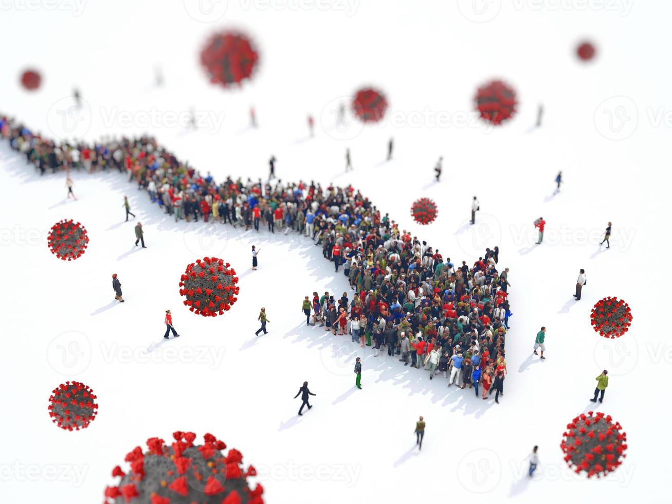 Financial crisis due to the virus that caused the pandemic. 3D Rendering photo