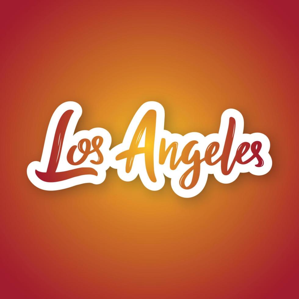 Los Angeles - handwritten name of the US city. Sticker with lettering in paper cut style. vector