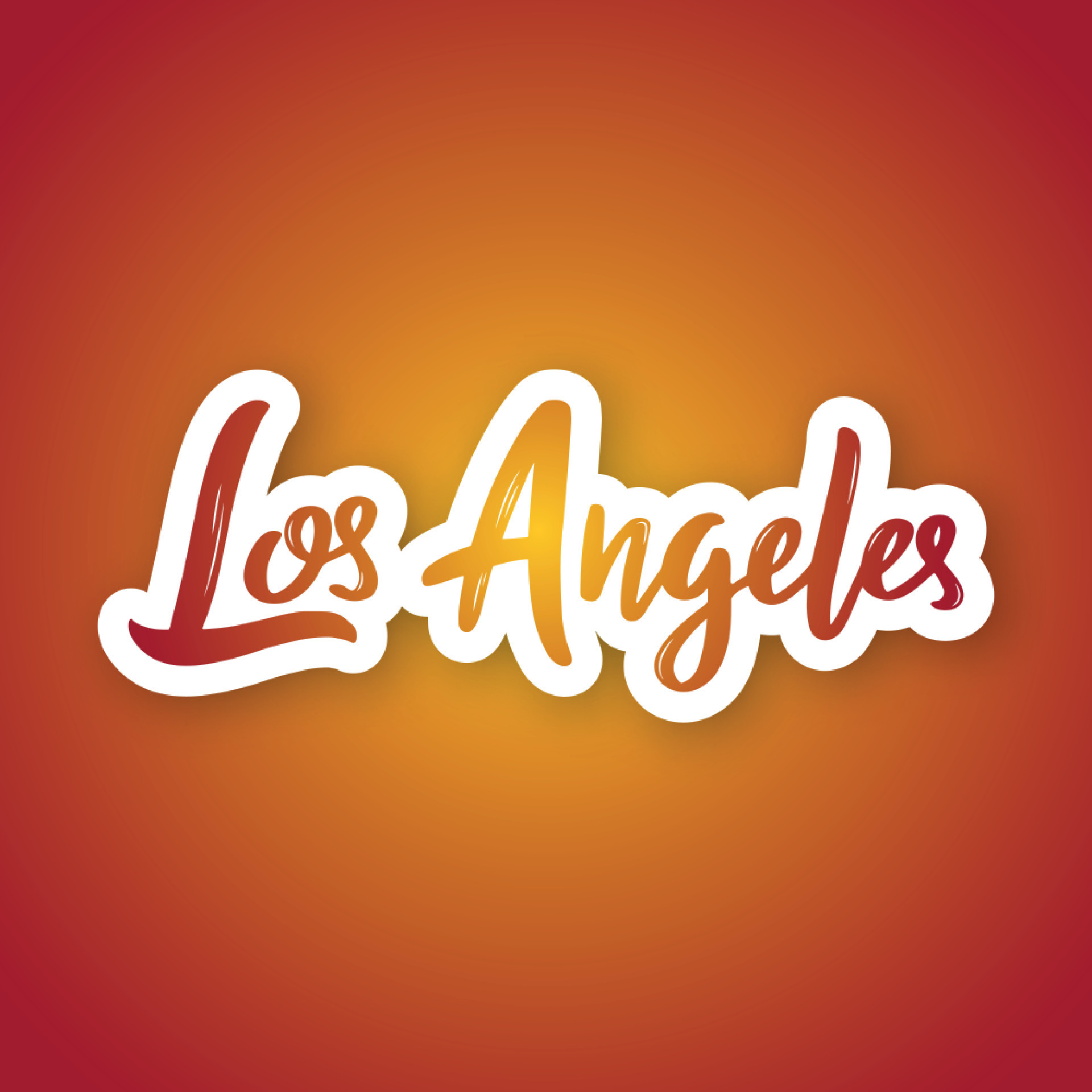 Los Angeles - handwritten name of the US city. Sticker with