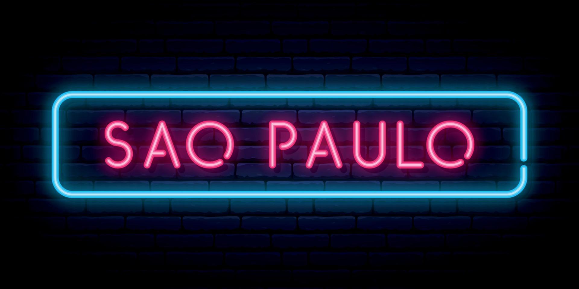 Sao Paulo neon sign. Bright light signboard. vector
