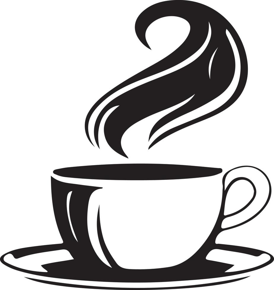 Minimalist Black and White Cup of Tea or Coffee with Steam vector