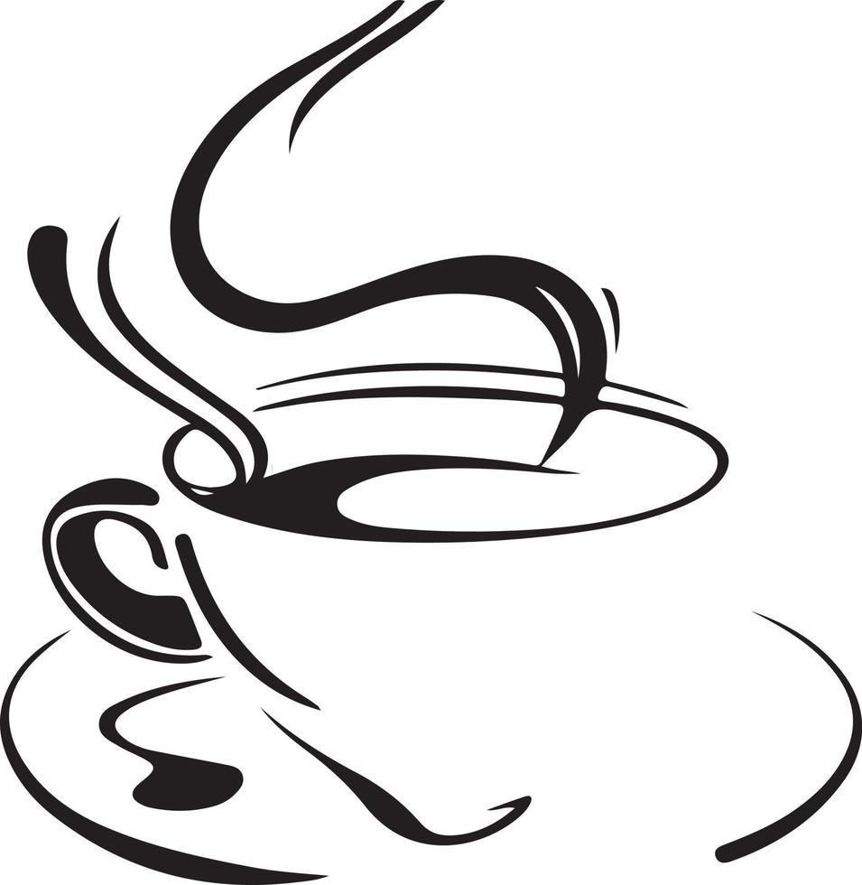 Minimalist Black and White Cup of Tea or Coffee with Steam vector