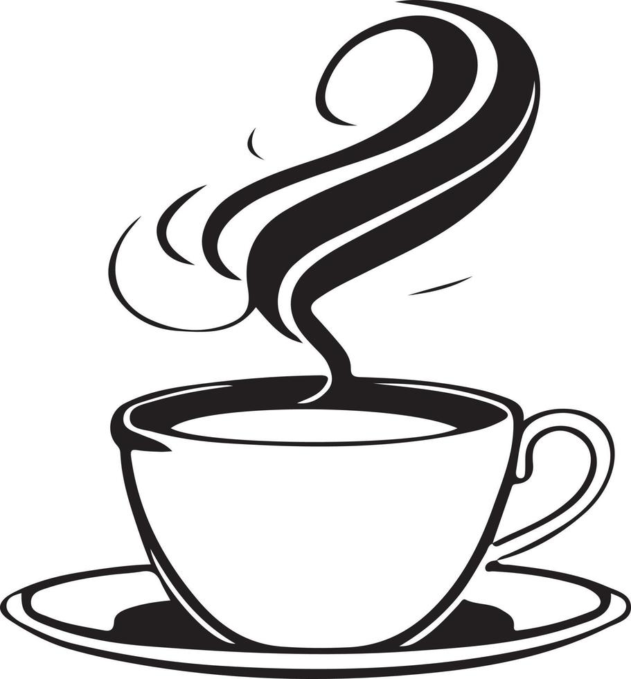 Minimalist Black and White Cup of Tea or Coffee with Steam vector