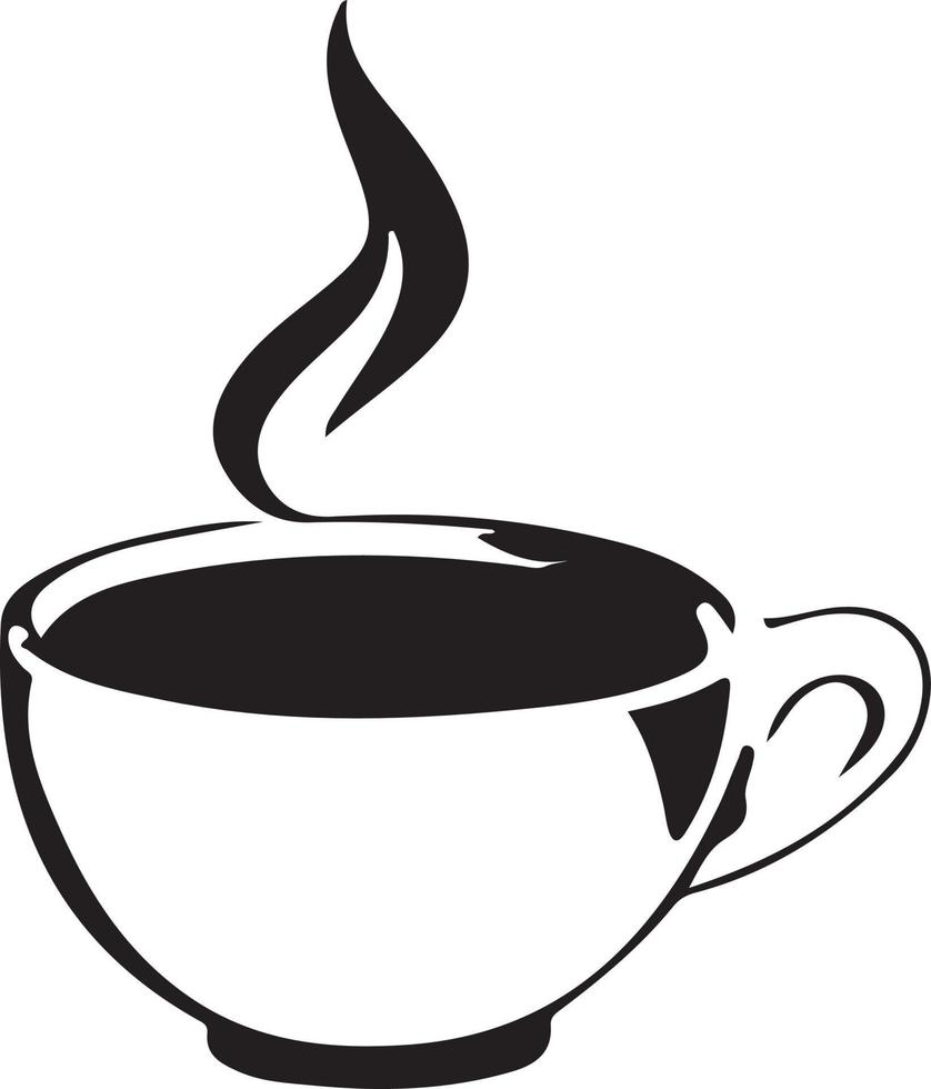 Minimalist Black and White Cup of Tea or Coffee with Steam vector