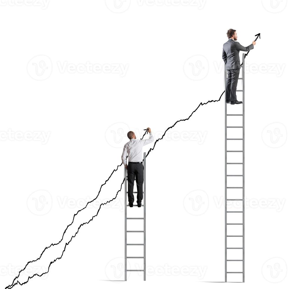 Business people raise the statistics photo