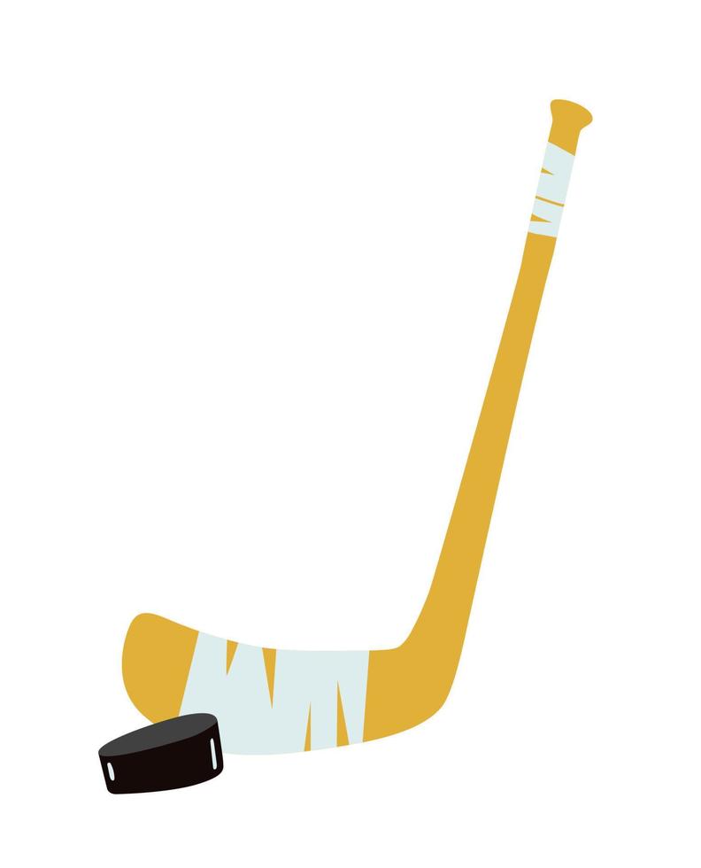 Ice hockey Stick and puck. simple flat design vector