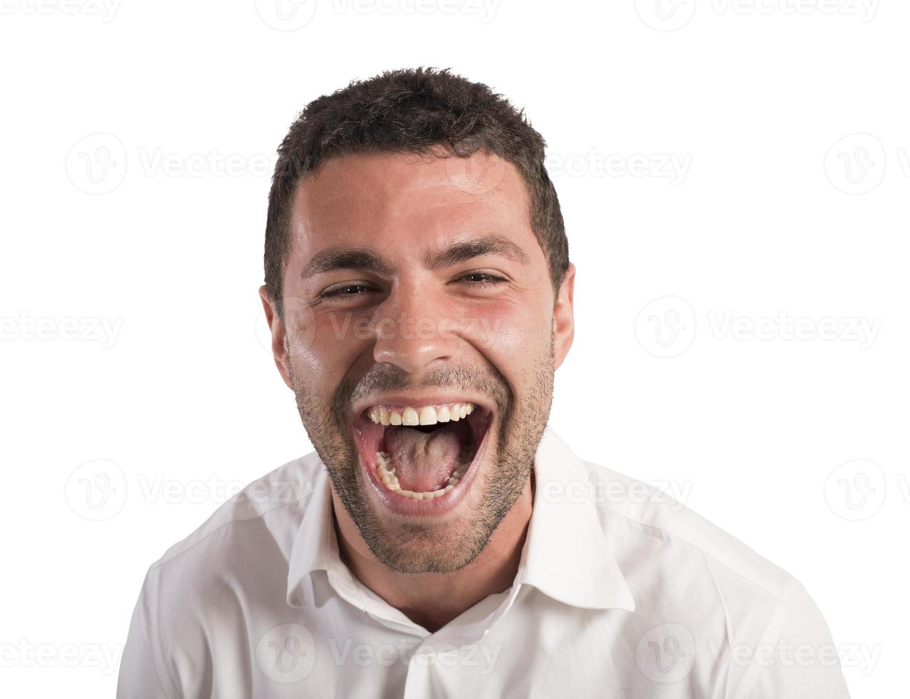 Desperate businessman screams photo