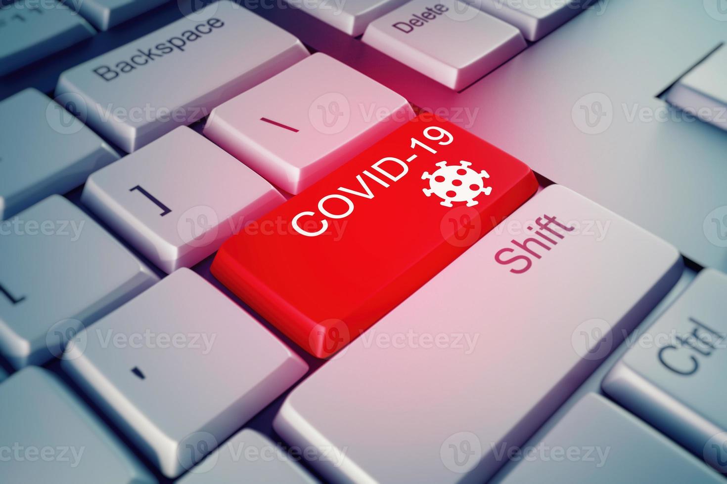 Close up of a keyboard key to be pressed in the event of a covid-19 alarm photo
