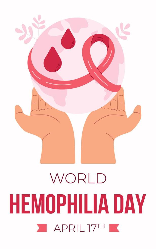 Flat world hemophilia day illustration for banner. April 17. vector