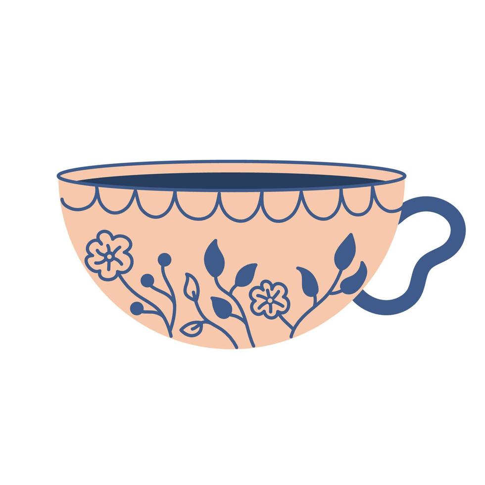 moderno taza decorado con diseño elemento vector plano ilustración. de colores jarra aislado. linda de moda vajilla con encargarse de para beber.