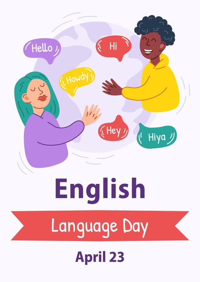 Vertical banner for english language day celebration, April 23. vector