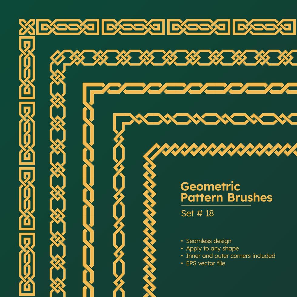 Set of Pattern Brushes Greek Geometric Borders Design vector