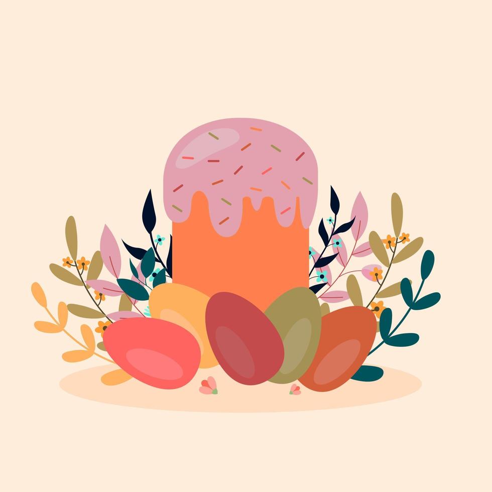 Easter boho leaves with eggs. vector illustrator