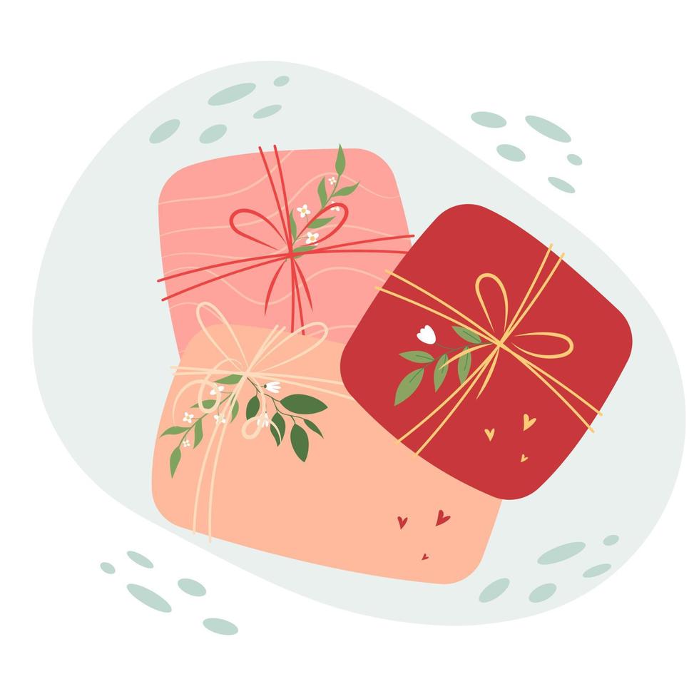 Vector wrapped gifts set. cute vector flat illustrations