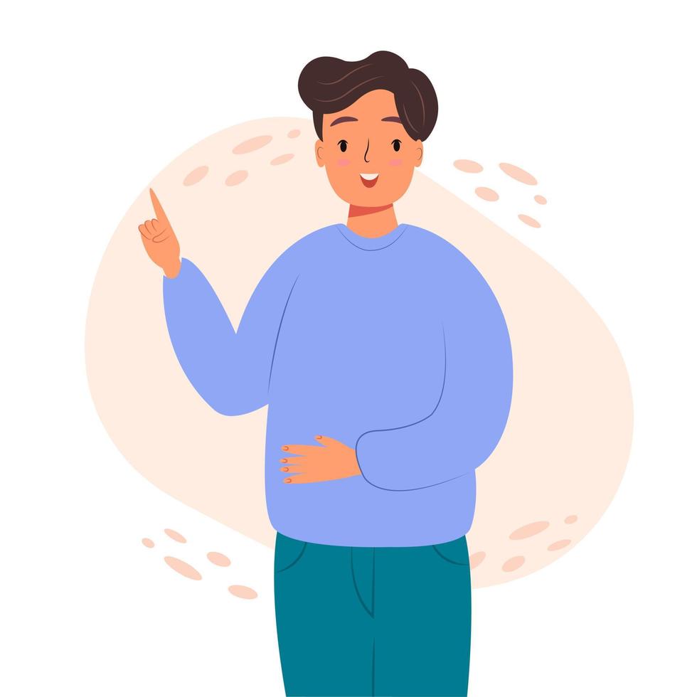 Vector man having idea. guy showing eurika gesture. office worker vector character illustration.