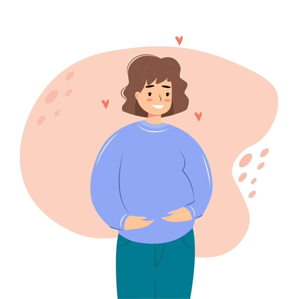 Vector pregnant woman, concept in cute cartoon style