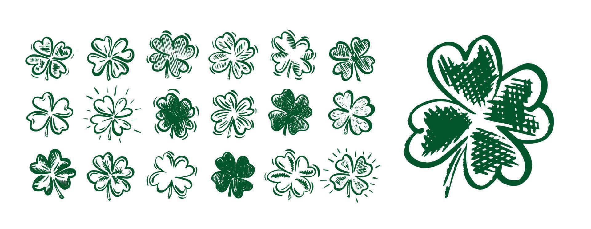 Clover set, Saint Patricks Day, hand drawn illustrations. vector