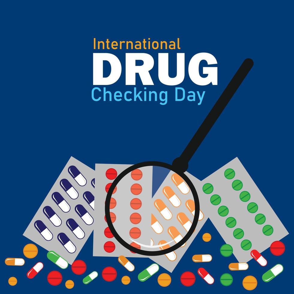 international drug checking day. March 31. Template for background, banner, card, poster. Vector illustration.