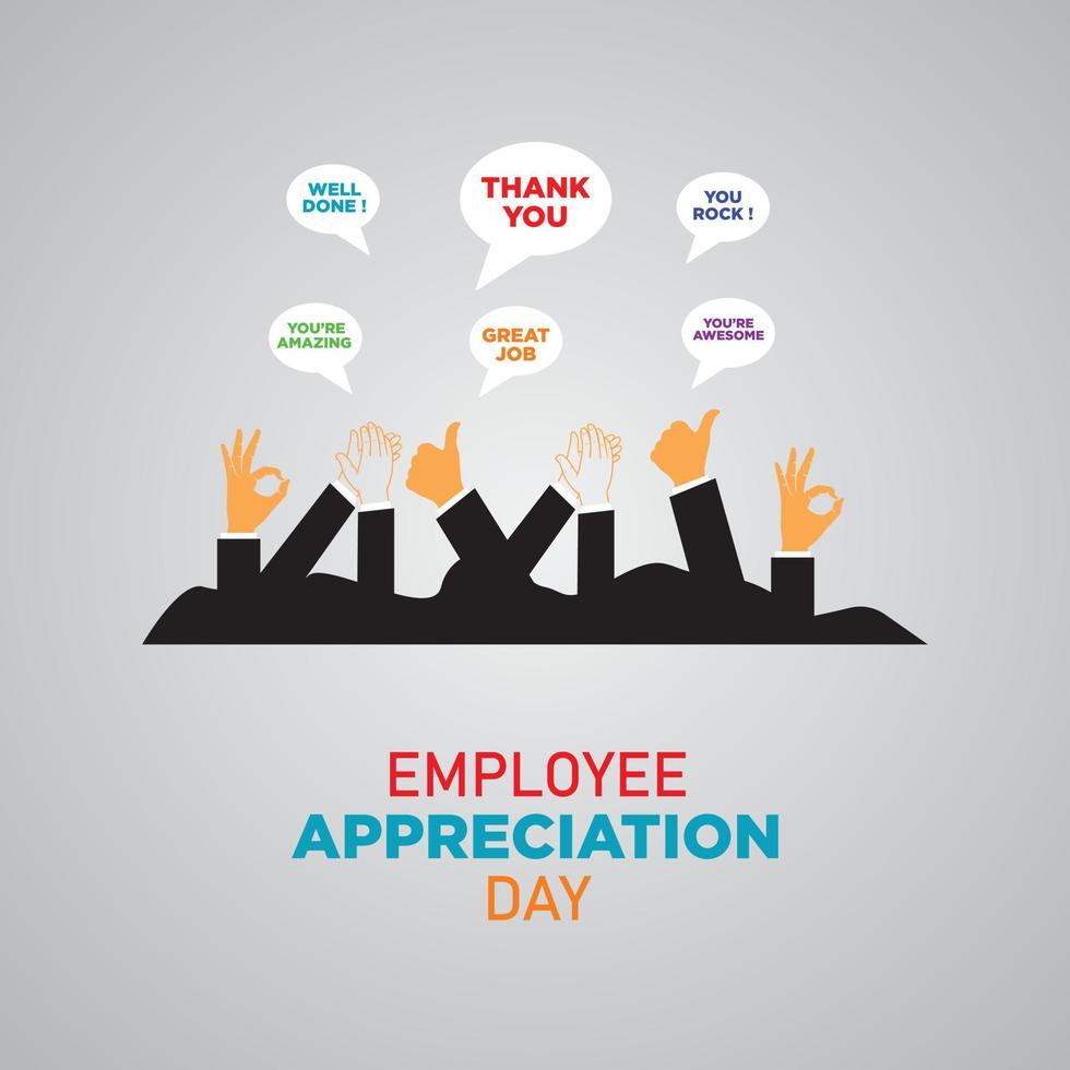 Employee Appreciation Day. First Friday in March. Holiday concept. Template for background, banner, card, poster. Vector illustration.