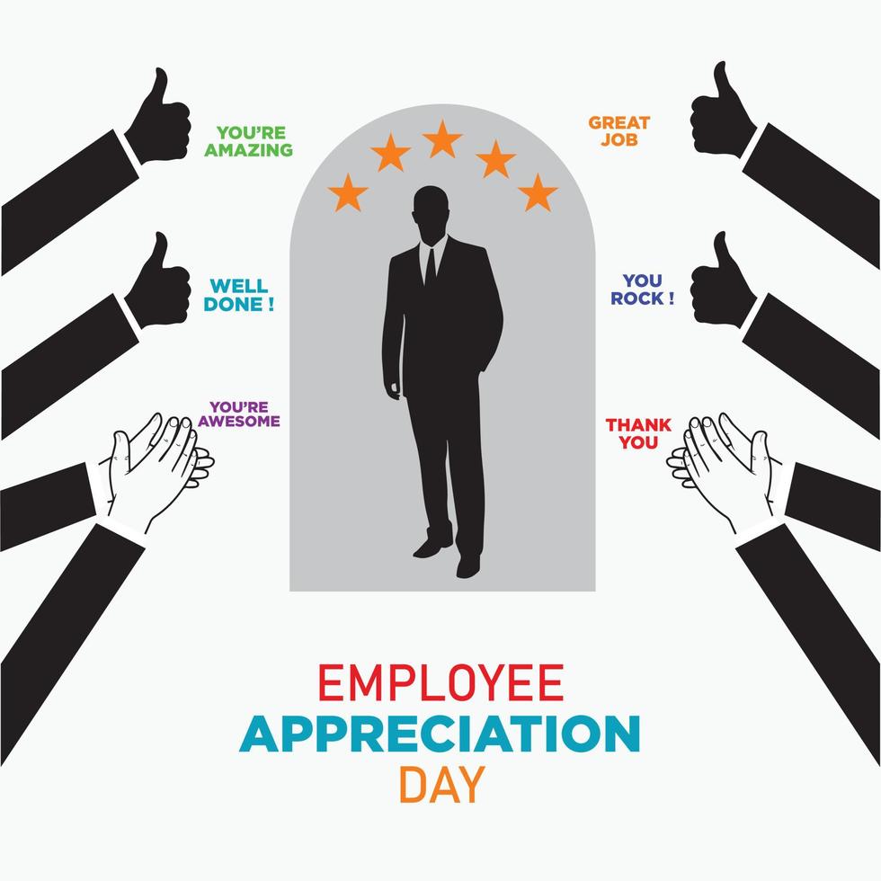 Employee Appreciation Day. First Friday in March. Holiday concept. Template for background, banner, card, poster. Vector illustration.
