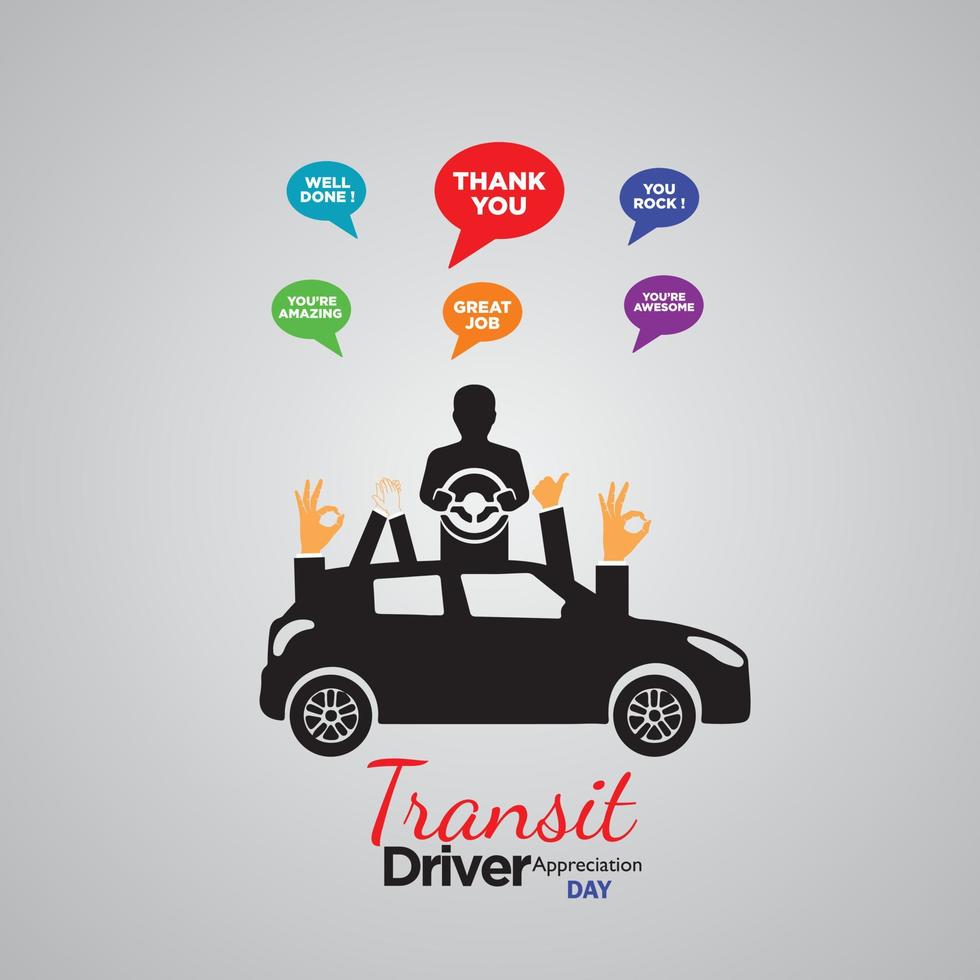 Transit Driver Appreciation day. March 18. Suitable for Greeting Card, Poster and Banner. Vector Illustration.