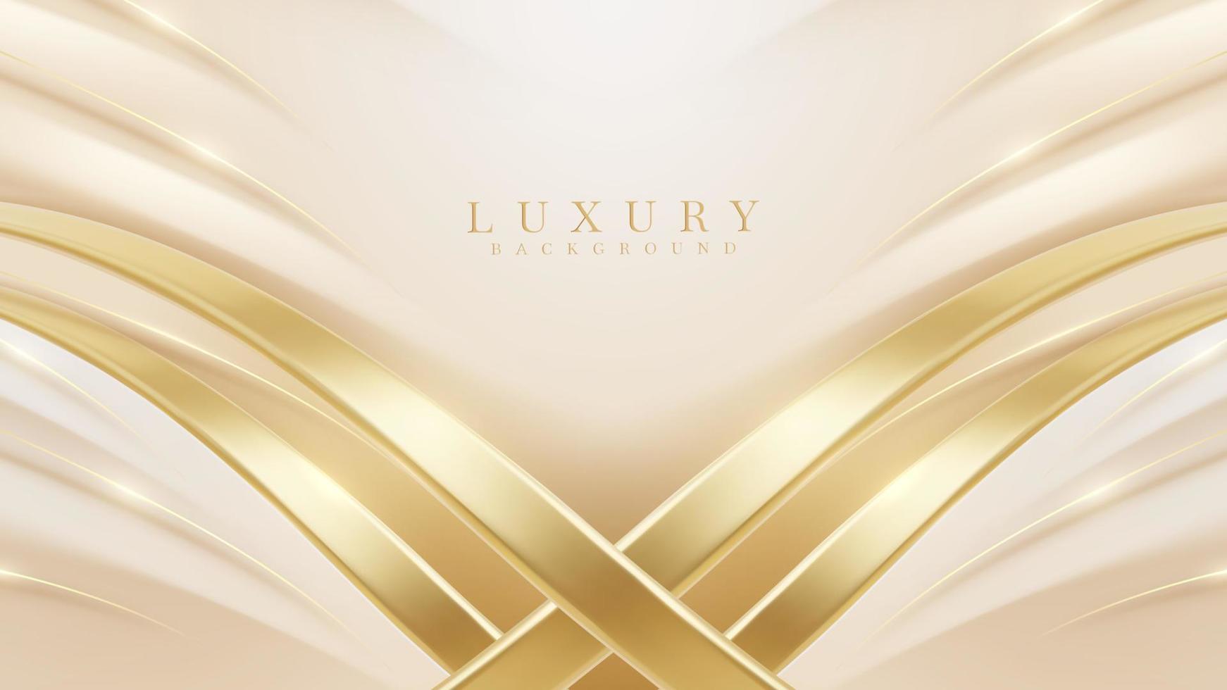 Elegant style cover background decorated with golden curves with glowing light effect. vector