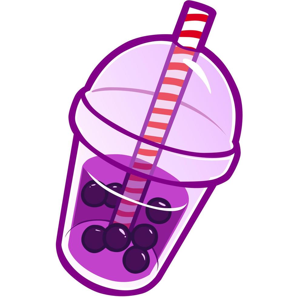 Boba Drink Emote Vector Illustration