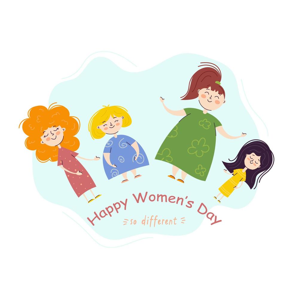 illustration for the day of March 8. girls of different sizes vector