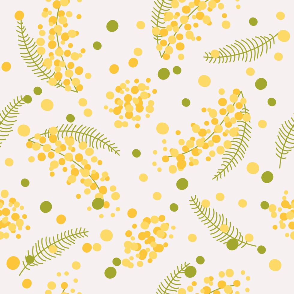 seamless pattern for textile mimosa flowers on white vector