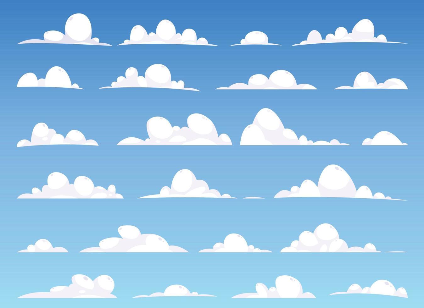 Cartoon clouds collection vector illustration isolated on white background