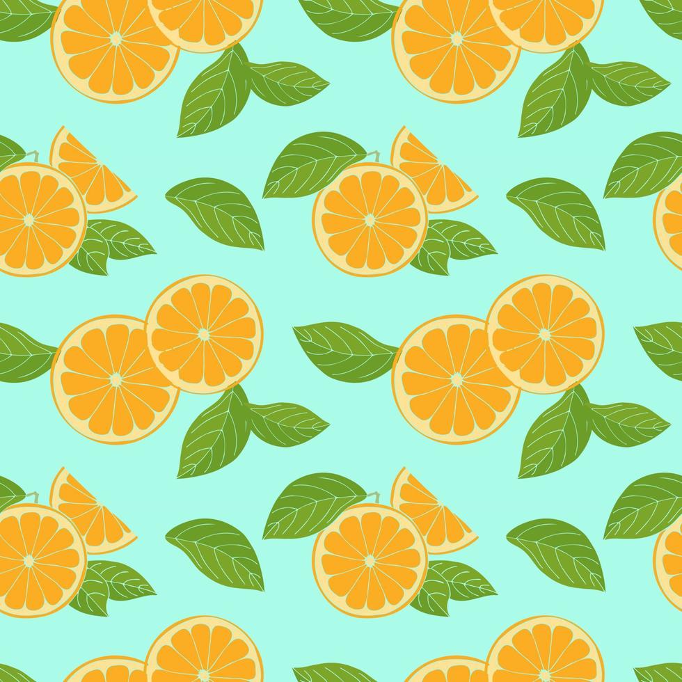 Orange fruit pattern, hand drawn coloring doodle. vector