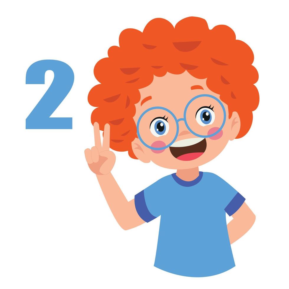 Cute little boy is studying math by counting his finger vector