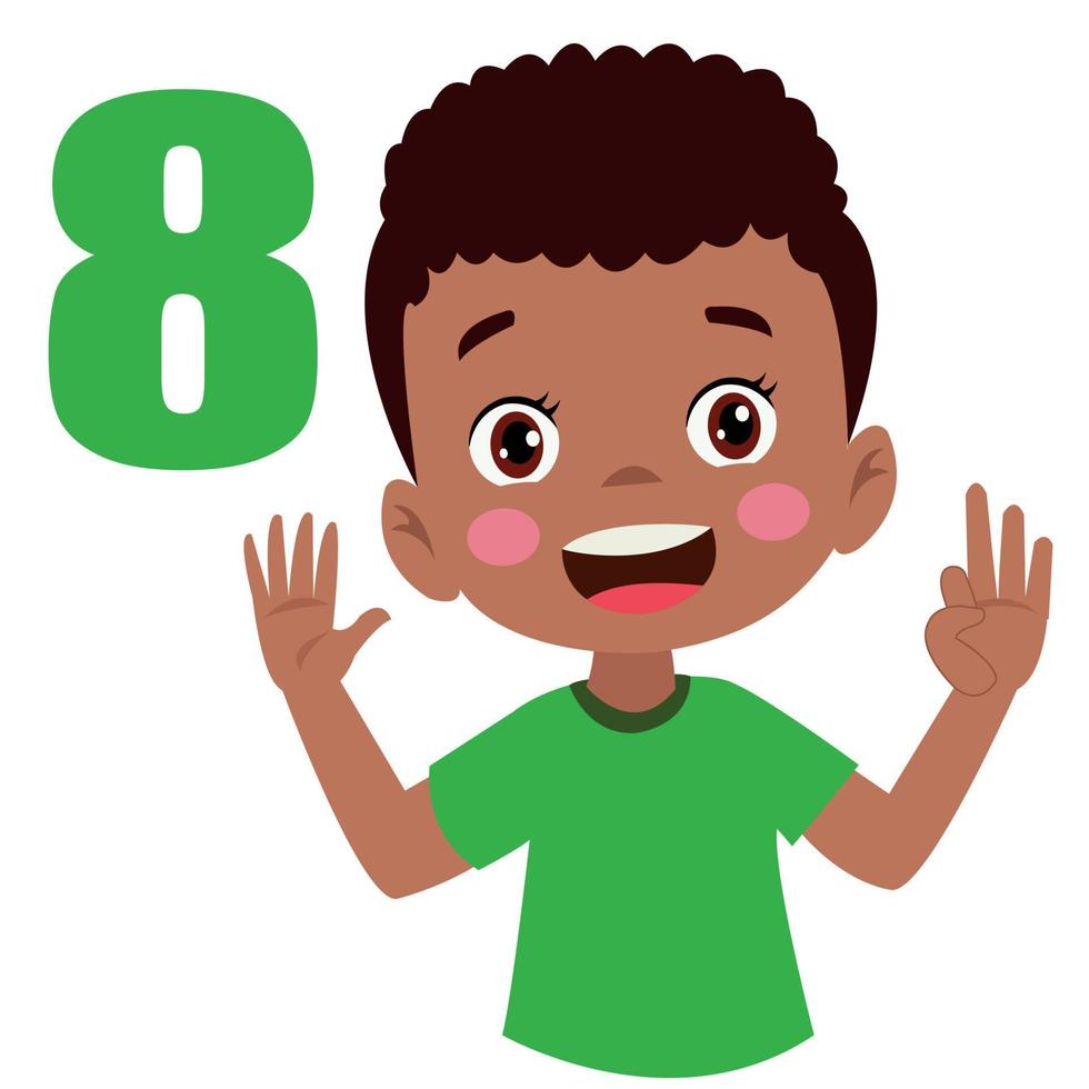 Cute little boy is studying math by counting his finger vector
