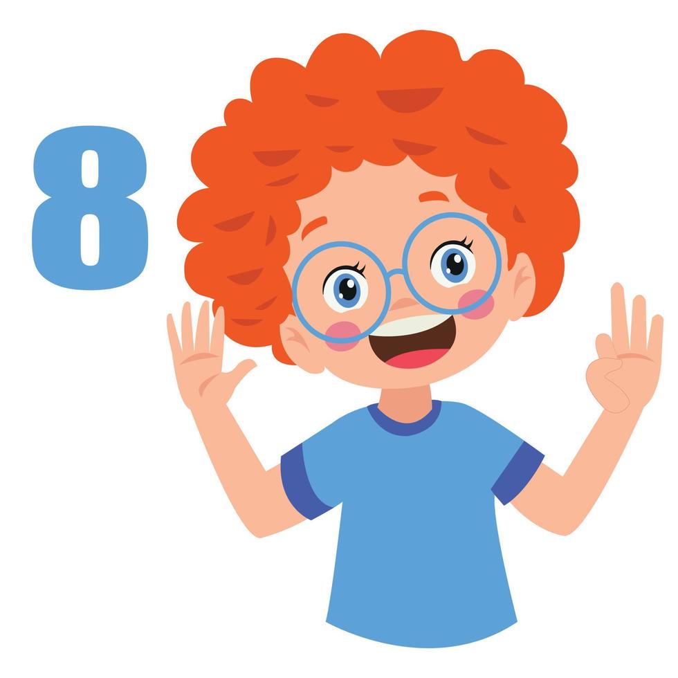 Cute little boy is studying math by counting his finger vector