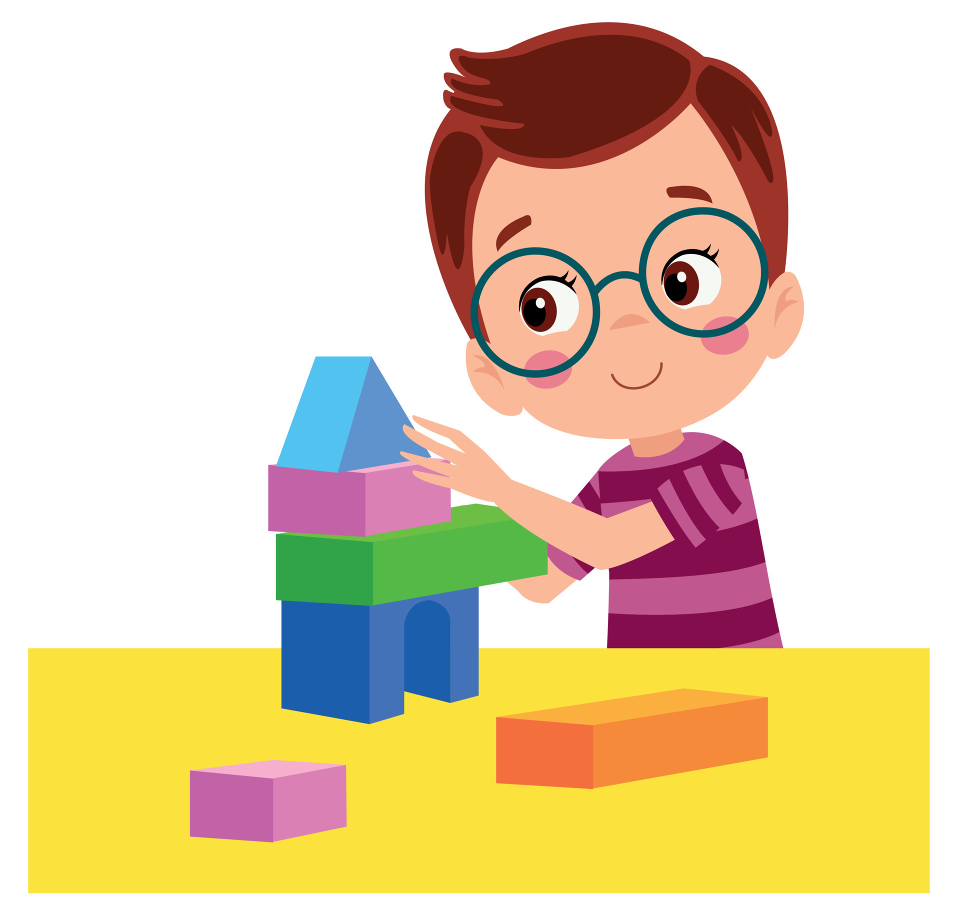 Vector Illustration Of Kid Playing With Building Blocks 20629366 Vector ...
