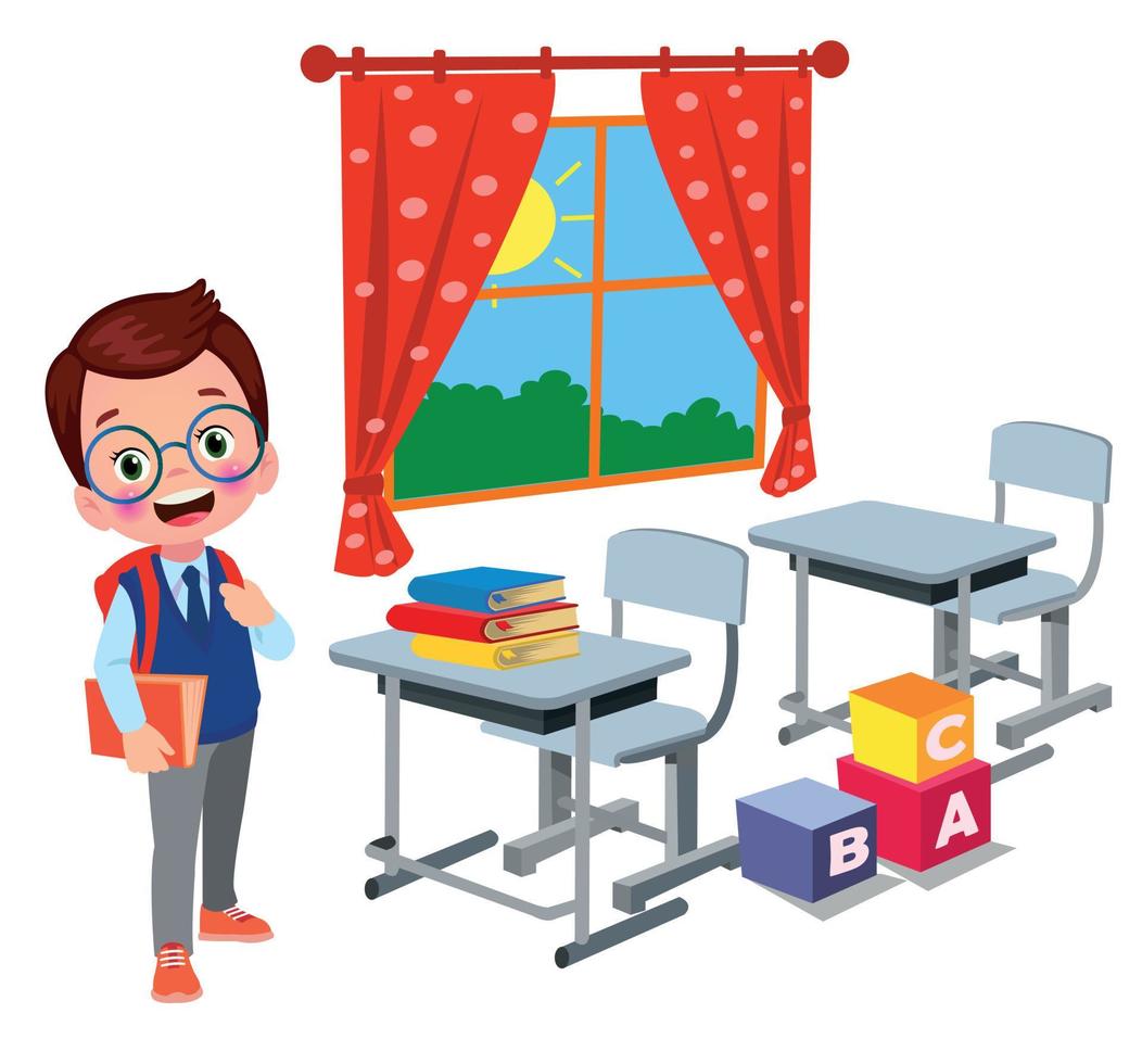 cute student boy in school uniform vector
