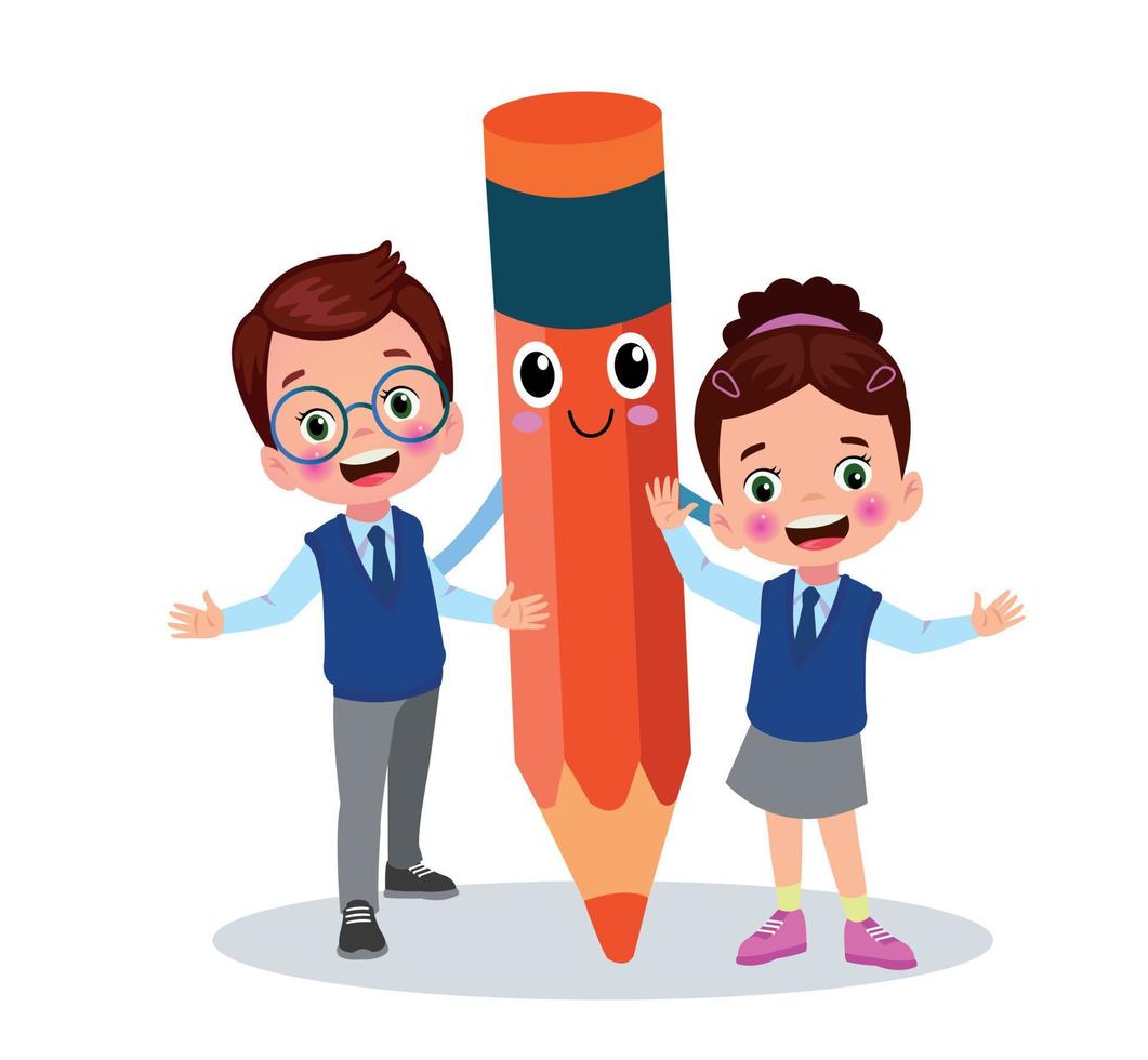 cute pencil and cute student vector