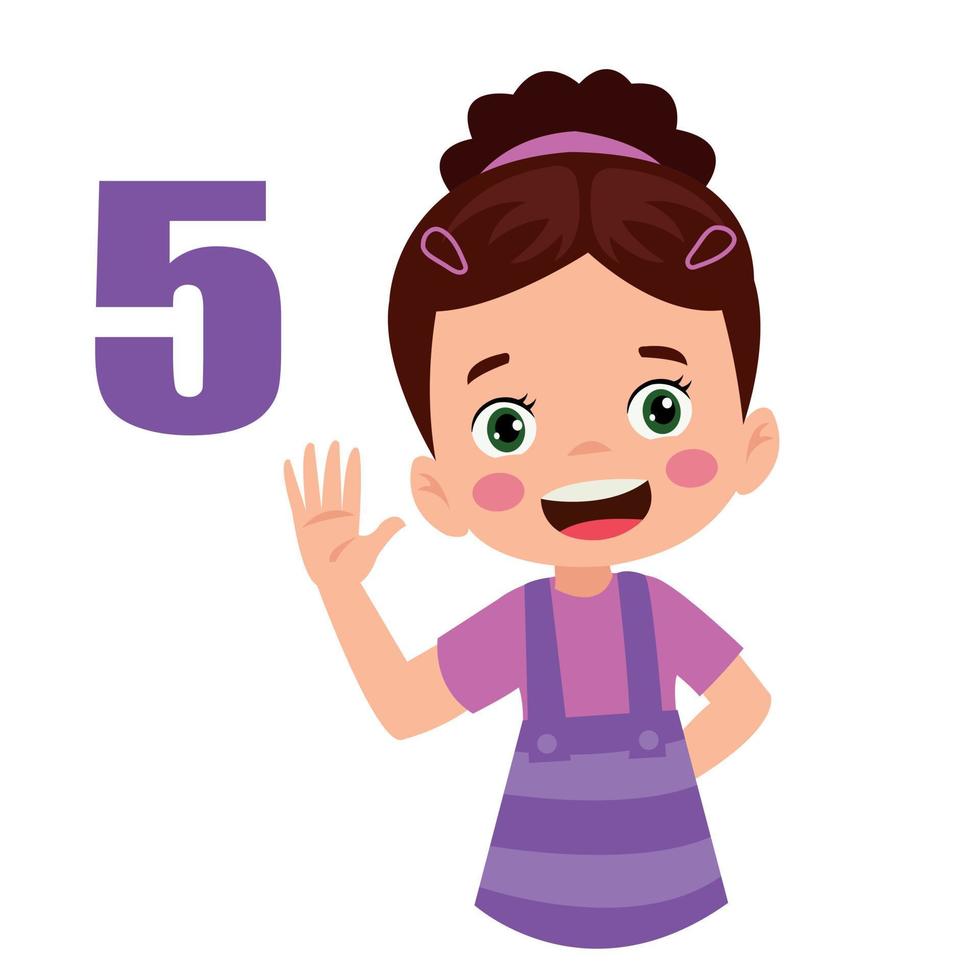 Cute little boy is studying math by counting his finger vector