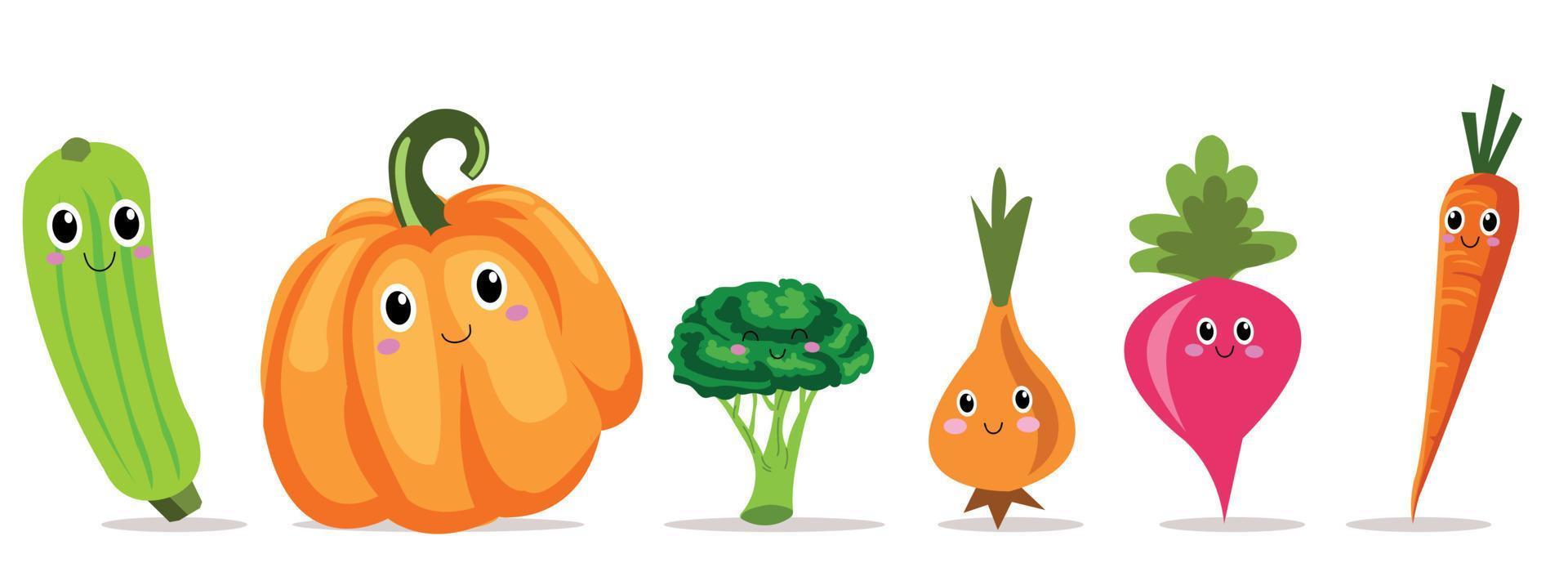 gracioso dibujos animados caracteres. linda vegetales. vector conjunto