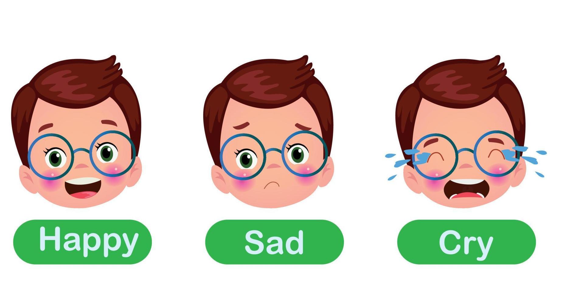 Little Kid With Different Emotions vector