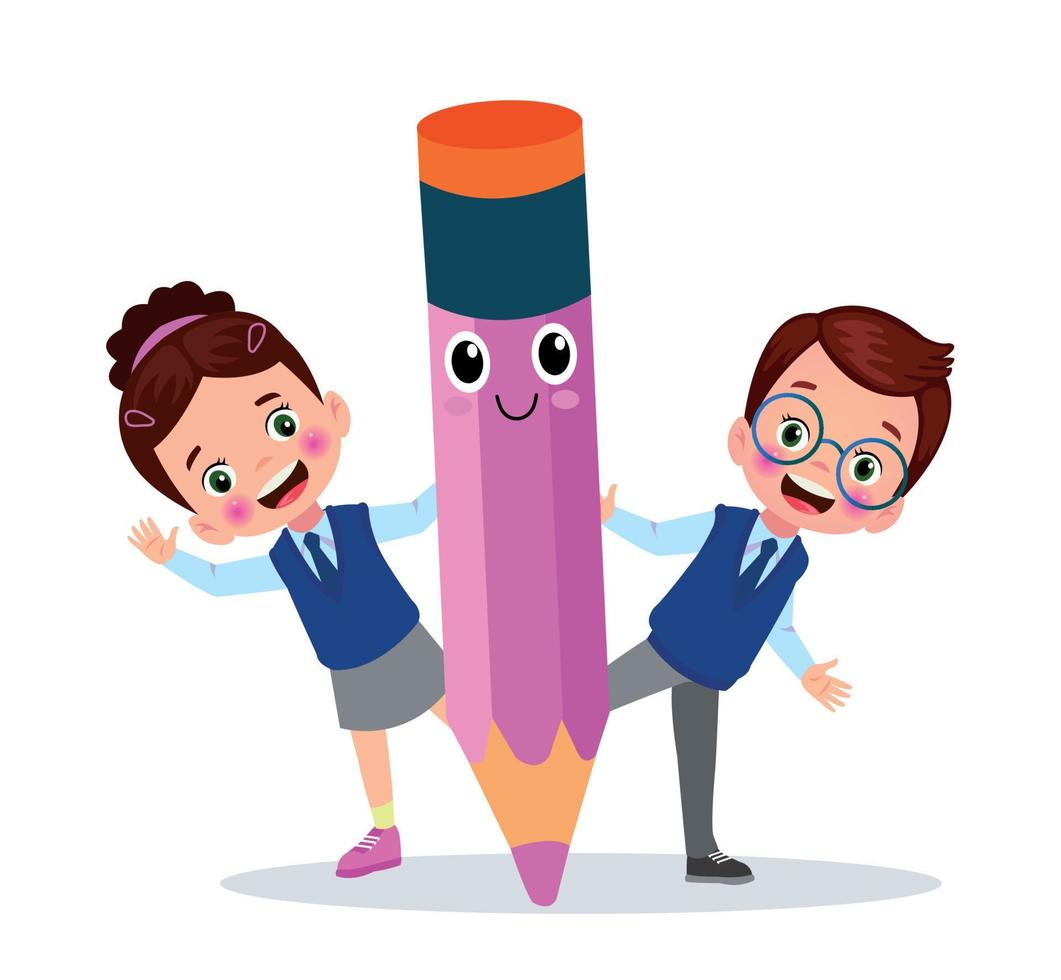 cute pencil and cute student vector